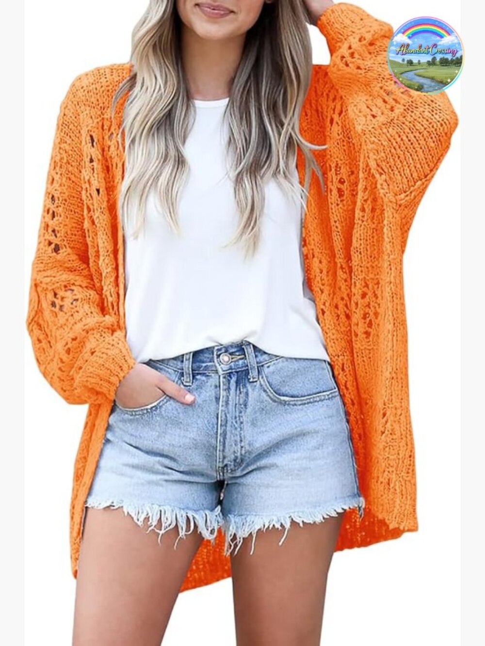 Oversized Crochet Knit Open Front Cardigan Sweater Kimono Boho Lightweight